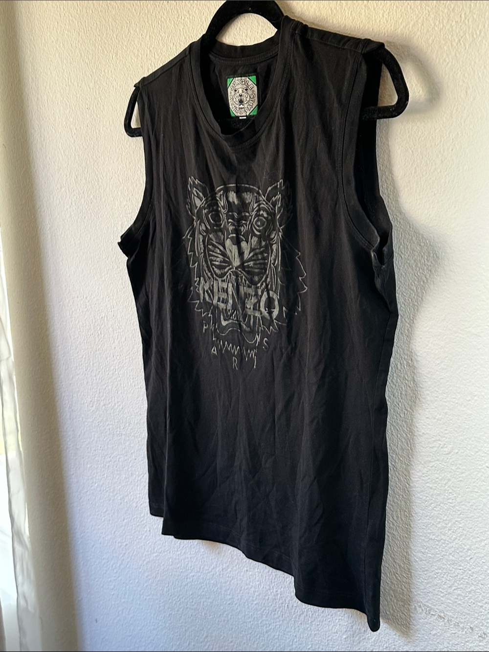Jungle Kenzo Paris Black Tonal Tiger Tee Muscle Cut-Off Tee/Tank Top